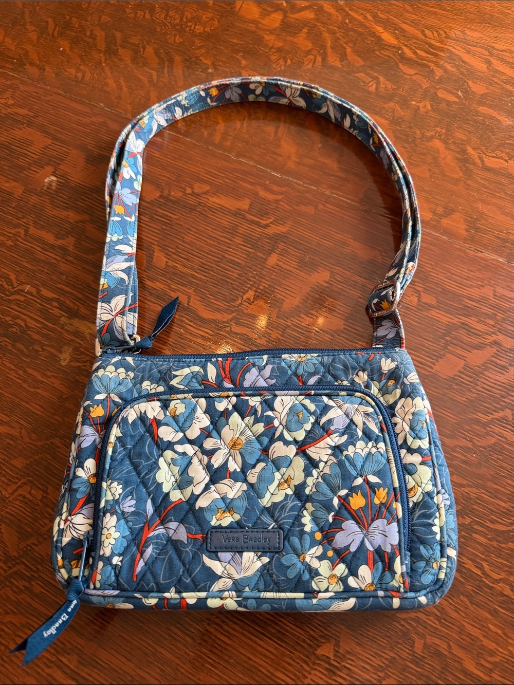 Vera Bradley Navy Blue Floral Quilted Shoulder Bag